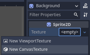 Erstellen einer CanvasTexture-Ressource für einen Sprite2D-Node