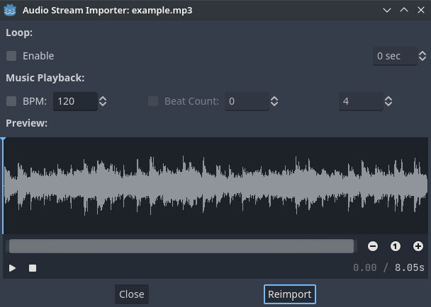 Erweiterter Dialog beim Doppelklick auf eine Ogg Vorbis- oder MP3-Datei im FileSystem-Dock