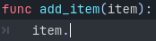 Vervollständigungsoptionen für dynamisch typisierten Code.