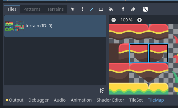Selecting multiple tiles in the TileMap editor by holding down the left mouse button