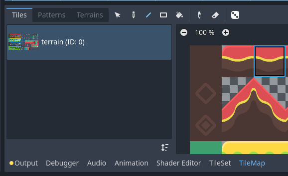 Selecting a tile in the TileMap editor by clicking it