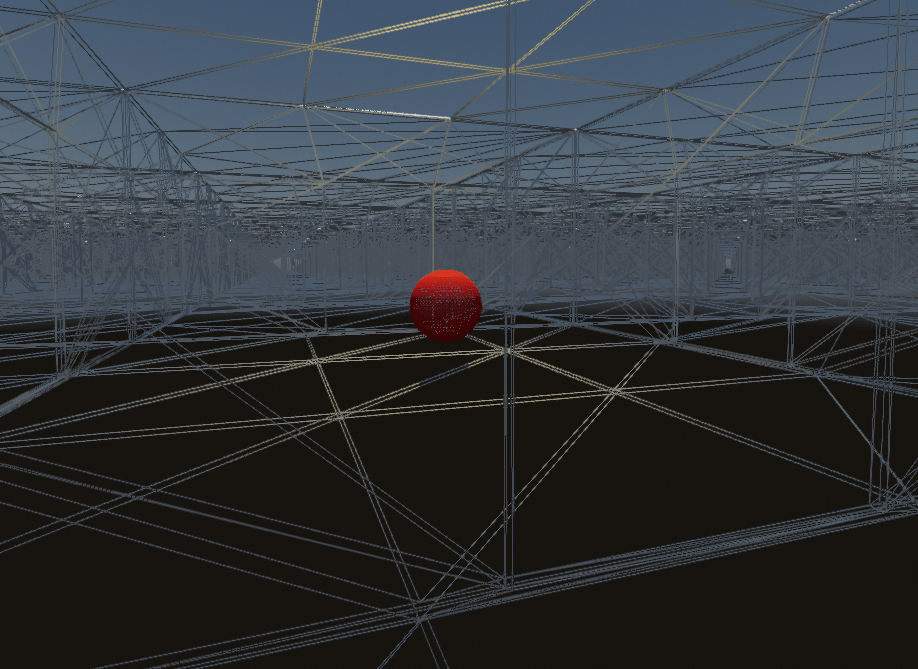 Example scene with occlusion culling disabled (wireframe)