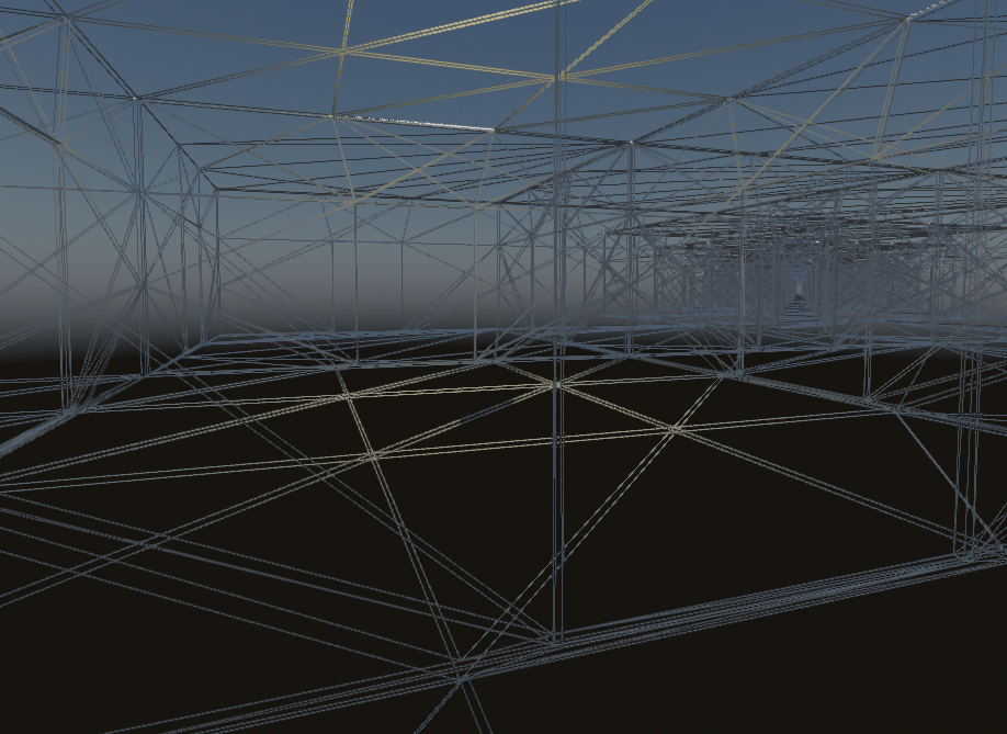 Example scene with occlusion culling enabled (wireframe)