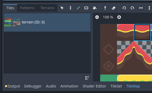 Selecting a tile in the TileMap editor by clicking it