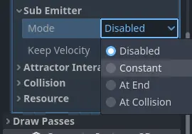Sub-emitter modes