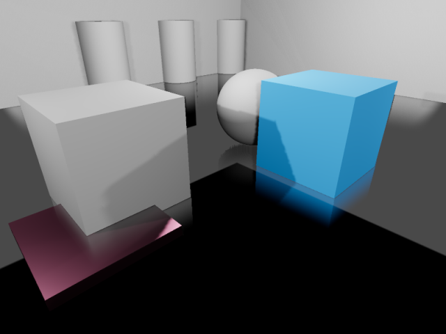 Reflections in a room using ReflectionProbe and screen-space reflections together.