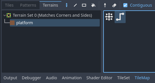 TileMapエディタのTerrainsタブでPathモードを選択