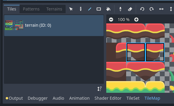 Выбор нескольких тайлов в редакторе TileMap путем удержания левой кнопки мыши