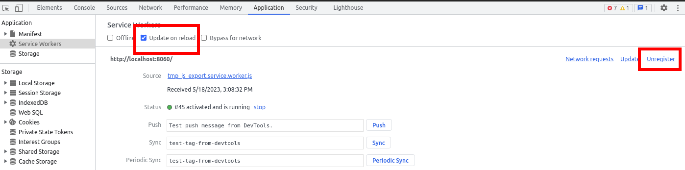 Скасування реєстрації сервісного працівника в DevTools браузерів на базі Chromium