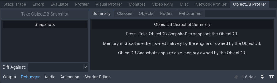 ObjectDB 分析器摘要（未生成快照）