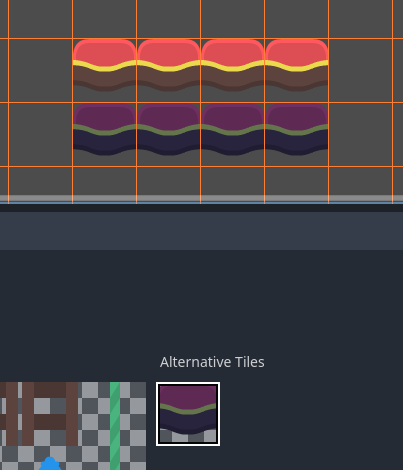 在 TileMap 編輯器中選擇替代圖塊